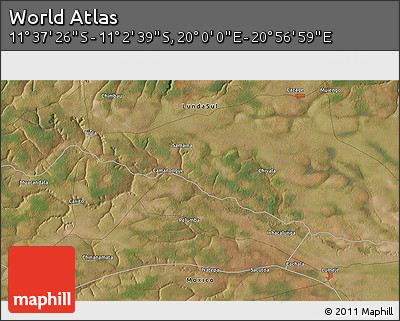 Satellite 3D Map of the Area around 11° 20' 3" S, 20° 28' 30" E