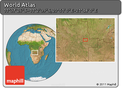 Satellite Location Map of the Area around 11° 20' 3" S, 21° 19' 30" E