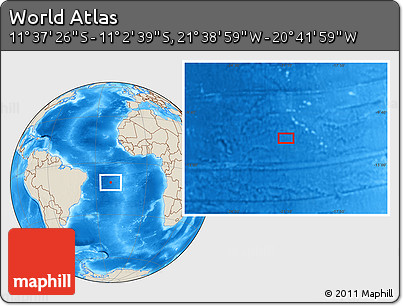 Shaded Relief Location Map of the Area around 11° 20' 3" S, 21° 10' 29" W