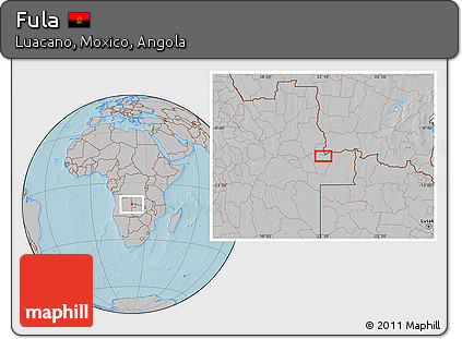 Gray Location Map of Fula, hill shading