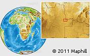 Physical Location Map of the area around 11° 20' 3" S, 22° 10' 29" E