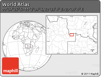 Blank Location Map of the Area around 11° 20' 3" S, 23° 1' 29" E