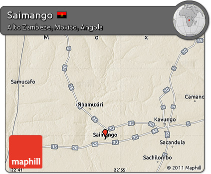 Shaded Relief Map of Saimango