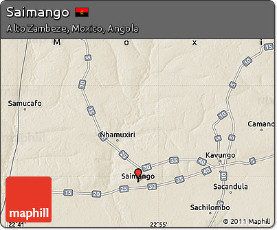 Shaded Relief Map of Saimango