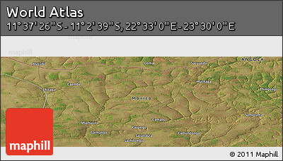 Satellite Panoramic Map of the Area around 11° 20' 3" S, 23° 1' 29" E