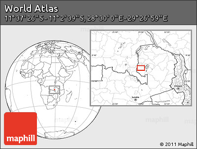 Blank Location Map of the Area around 11° 20' 3" S, 28° 58' 30" E