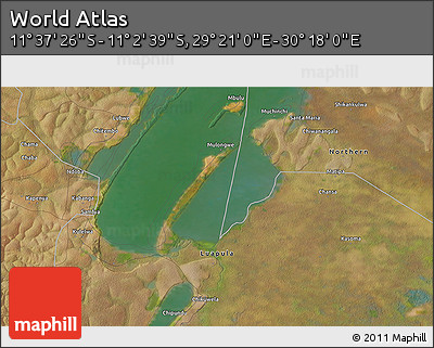 Satellite 3D Map of the Area around 11° 20' 3" S, 29° 49' 30" E