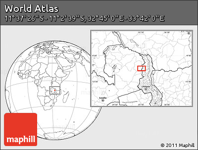 Blank Location Map of the Area around 11° 20' 3" S, 33° 13' 30" E