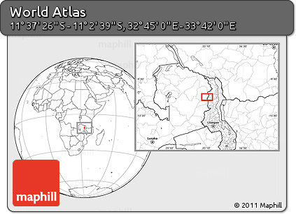Blank Location Map of the Area around 11° 20' 3" S, 33° 13' 30" E