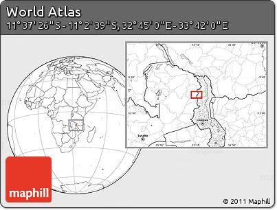 Blank Location Map of the Area around 11° 20' 3" S, 33° 13' 30" E