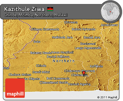 Physical Panoramic Map of Kazithule Ziwa