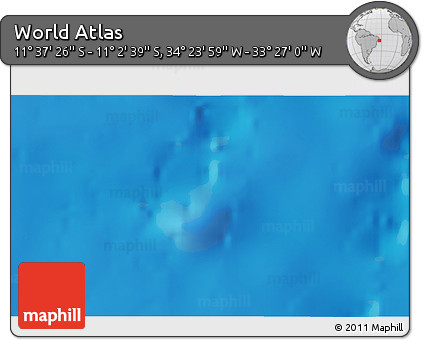 Shaded Relief 3D Map of the Area around 11° 20' 3" S, 33° 55' 29" W