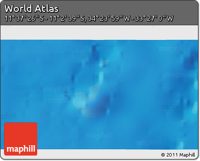 Shaded Relief 3D Map of the Area around 11° 20' 3" S, 33° 55' 29" W