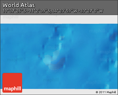 Shaded Relief 3D Map of the Area around 11° 20' 3" S, 33° 55' 29" W