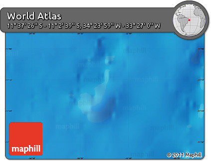 Shaded Relief Map of the Area around 11° 20' 3" S, 33° 55' 29" W