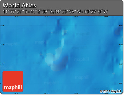 Shaded Relief Map of the Area around 11° 20' 3" S, 33° 55' 29" W