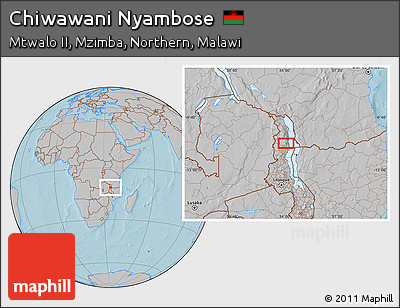 Gray Location Map of Chiwawani Nyambose, hill shading
