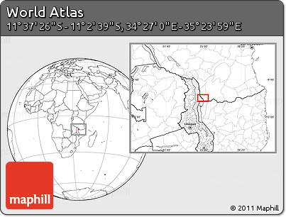 Blank Location Map of the Area around 11° 20' 3" S, 34° 55' 29" E
