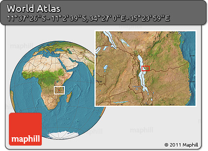 Satellite Location Map of the Area around 11° 20' 3" S, 34° 55' 29" E