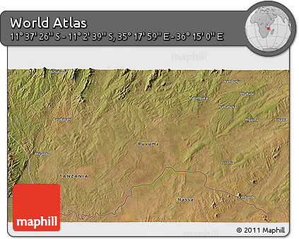 Satellite 3D Map of the Area around 11° 20' 3" S, 35° 46' 29" E
