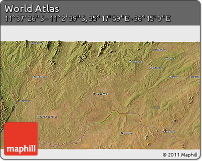 Satellite 3D Map of the Area around 11° 20' 3" S, 35° 46' 29" E