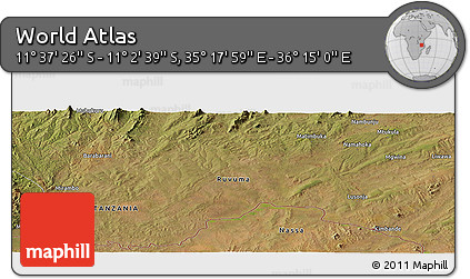 Satellite Panoramic Map of the Area around 11° 20' 3" S, 35° 46' 29" E