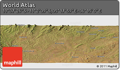 Satellite Panoramic Map of the Area around 11° 20' 3" S, 35° 46' 29" E