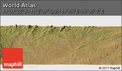 Satellite Panoramic Map of the Area around 11° 20' 3" S, 35° 46' 29" E
