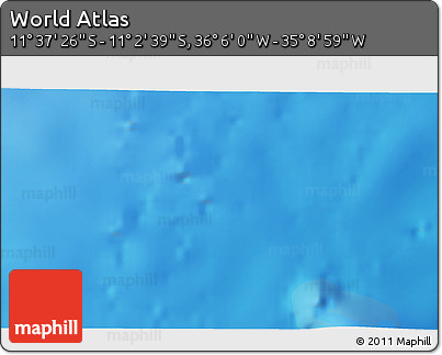 Physical 3D Map of the Area around 11° 20' 3" S, 35° 37' 30" W