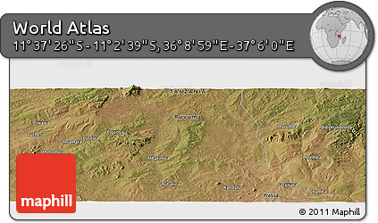 Satellite Panoramic Map of the Area around 11° 20' 3" S, 36° 37' 30" E