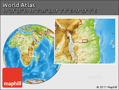 Physical Location Map of the Area around 11° 20' 3" S, 37° 28' 30" E