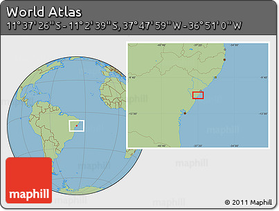 Savanna Style Location Map of the Area around 11° 20' 3" S, 37° 19' 30" W
