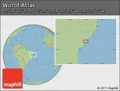 Savanna Style Location Map of the Area around 11° 20' 3" S, 37° 19' 30" W