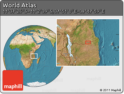 Satellite Location Map of the Area around 11° 20' 3" S, 38° 19' 30" E