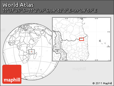 Blank Location Map of the Area around 11° 20' 3" S, 39° 10' 29" E