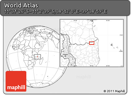 Blank Location Map of the Area around 11° 20' 3" S, 39° 10' 29" E