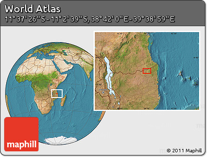 Satellite Location Map of the Area around 11° 20' 3" S, 39° 10' 29" E
