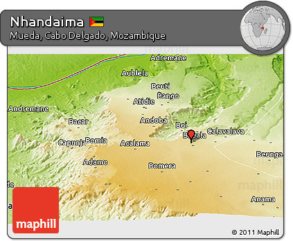 Physical Panoramic Map of Nhandaima