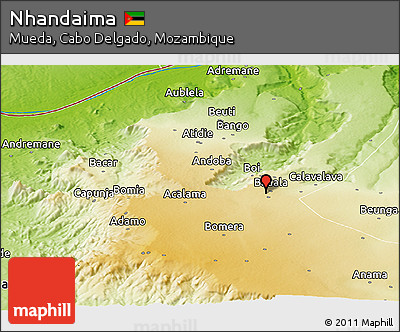 Physical Panoramic Map of Nhandaima