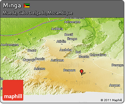 Physical Panoramic Map of Minga