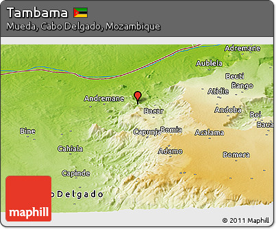 Physical Panoramic Map of Tambama