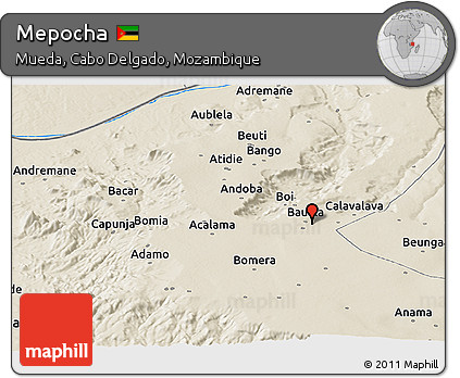 Shaded Relief Panoramic Map of Mepocha