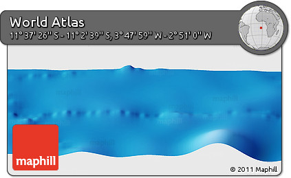 Physical Panoramic Map of the Area around 11° 20' 3" S, 3° 19' 30" W