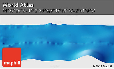 Physical Panoramic Map of the Area around 11° 20' 3" S, 3° 19' 30" W