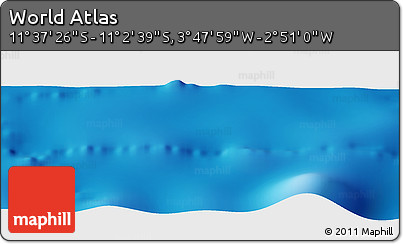 Physical Panoramic Map of the Area around 11° 20' 3" S, 3° 19' 30" W