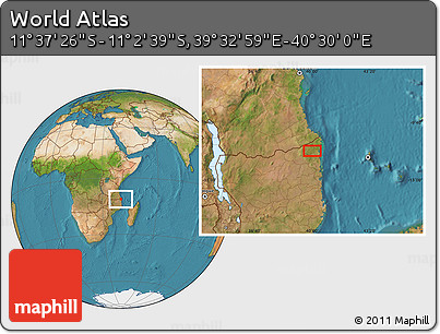 Satellite Location Map of the Area around 11° 20' 3" S, 40° 1' 29" E