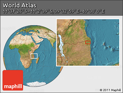 Satellite Location Map of the Area around 11° 20' 3" S, 40° 1' 29" E