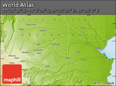Physical Map of the Area around 11° 20' 3" S, 40° 1' 29" E