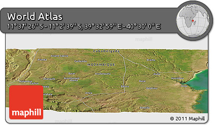 Satellite Panoramic Map of the Area around 11° 20' 3" S, 40° 1' 29" E