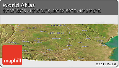 Satellite Panoramic Map of the Area around 11° 20' 3" S, 40° 1' 29" E